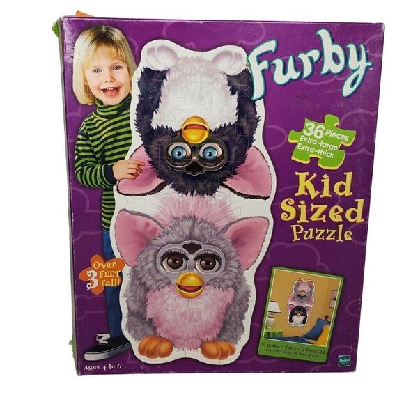 Vtg '99 Furby Childs Jigsaw Puzzle Wall Hanging 36 Pc Kid Sized 3 Feet Tall - Picture 1 of 2